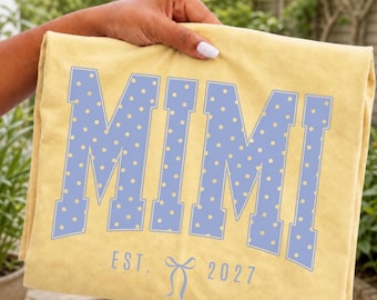 Personalized Mimi Shirt, Comfort Colors Grandma Tee, Custom Grandma Est Date Tshirt, Floral Mimi Gift, New Grandma Gift, Mother's Day Shirt