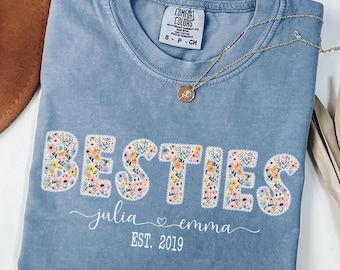 Comfort Colors Besties Shirt, Personalized Best Friend Gift, Matching BFF Outfits, Custom Friendship Tee, Sister Birthday Gift, Bestie Shirt