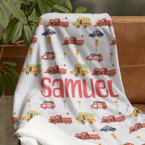 Custom Fire Truck Baby Blanket, school bus Personalized Blanket, Pattern Throw Blanket, Personalized Fire Truck Blanket, school bus Blanket.