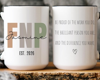 Personalized Nurse Practitioner Mug, FNP Graduation Gift, Family NP Coffee Cup, Custom Nursing School Gift For NP Student Graduation Gift