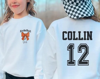 Sweat-shirt de basket-ball pour fille, sweat à capuche de basket-ball pour fille, col rond de basket-ball personnalisé pour enfants, chemise cerceau rétro pour fille, cadeau de basket-ball personnalisé