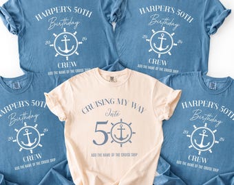 Custom Birthday Cruise Shirt, Personalized Cruise Crew Tee, Family Cruise Squad Gift For Milestone Birthday, Custom 70th Birthday Shirt
