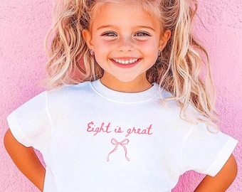 Eight Is Great Birthday Shirt, 8th Birthday Girl Shirt, Comfort Colors® Eight Birthday Tee, Kids Birthday Gift, Youth Party Outfit For Girl