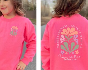 Girls Christian Sweatshirt, Bible Verse Crewneck For Kids, Youth Jesus Sweater, Boho Floral Faith Sweatshirt, Religious Gift For Girls