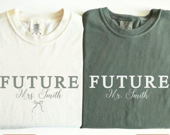 Fiance And Fiancee Shirt, Personalized Engagement Tee, Future Mr And Mrs Shirt, Custom Bride Gift, Engagement Gift For Couple, Gift Fiancee
