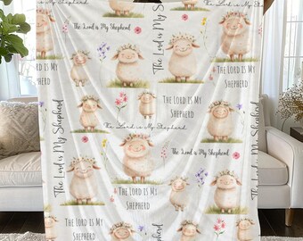 Personalized Bible Verse Blanket, Christian Scripture Throw, The Lord Is My Shepherd Blanket, Faith Gift For Women, Baptism Gift Idea