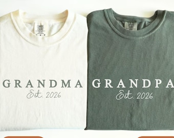 Grandma Grandpa Shirt, New grandparent announcement, Personalized Baby Announcement Tees, First Time Grandparent Gift, Matching Grandparents