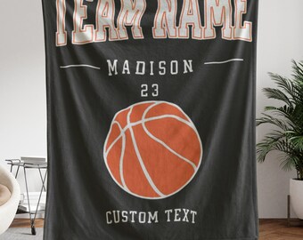 Custom Basketball Team Blanket, Personalized Blanket With Name, Senior Night Basketball Gift, School Team Gift, Basketball Coach Gift, Team