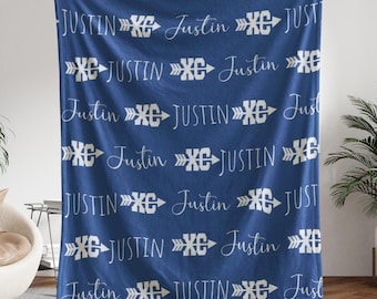 Personalized Cross Country Blanket, Custom Name Running Gift, Cross Country Team Blanket, XC Senior Gift, Coach Appreciation Throw