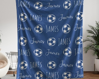 Personalized Soccer Blanket, Custom Soccer Sherpa Fleece Blankets, Gift for Soccer Lovers, Birthday Gift For Boys, Soccer Birthday Gift
