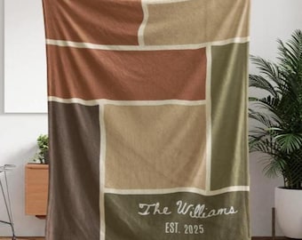 Jeté personnalisé, Couverture avec nom de famille personnalisé, Cadeau de mariage pour couple, Cadeau d'anniversaire, Couverture de Noël, Shower nuptiale