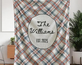 Couverture nom de famille personnalisée, couverture personnalisée avec noms, cadeau de mariage pour couple, cadeau d'anniversaire, couverture en coton, cadeau de shower de bébé