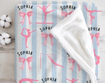 Couverture de gymnastique personnalisée avec nom, plaid de sport personnalisé pour gymnastes, cadeau pour gymnastes, couverture douce et moelleuse pour gymnastes, cadeau d'anniversaire