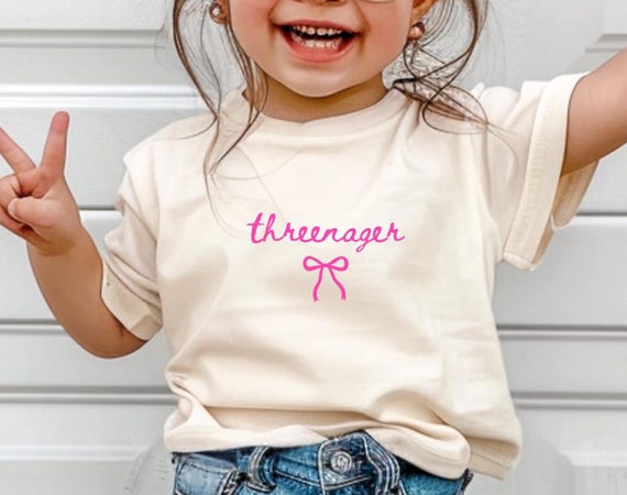 Threenager girl Shirt, coquette Third Birthday Shirt Girl, 3rd Birthday Shirt Threenager girl Tee, Third Birthday Outfit Threenager Shirt