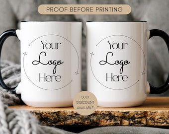 Custom Logo Coffee Mug, Personalized Company Logo Mug, Business Logo Cup, Bulk Corporate Gift, Employee Appreciation Team Mug