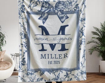 Personalized Family Name Blanket, Last Name Blanket, Wedding Throw, Anniversary Gift For Couple,Bridal Shower, Engagement, Housewarming Gift