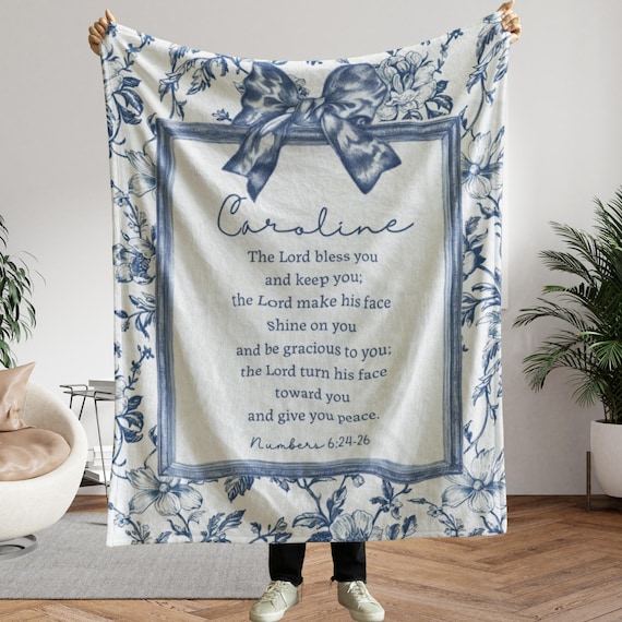 Personalized Christian Blanket For Women, Custom Bible Verse Throw Blanket, Religious Faith Gift, The Lord Bless You Scripture Blanket, Gift