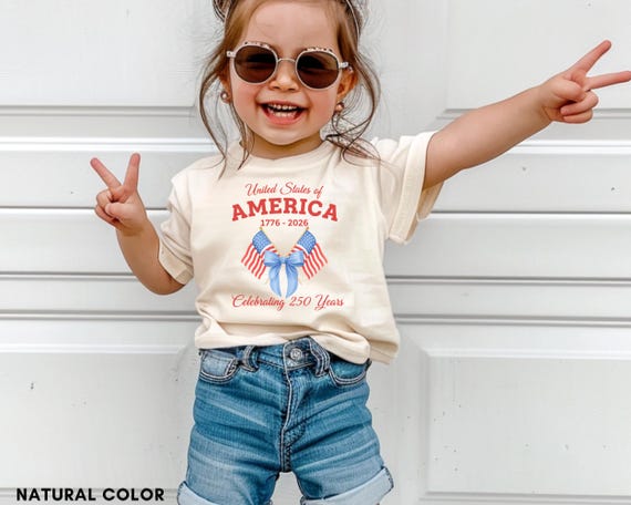 America 250th Anniversary Kids Shirt, Patriotic Eagle USA Toddler Tee, 1776–2026 Independence Day Gift For Girls, Memorial Day Tee, USA Tee
