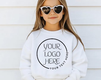 Sweat-shirt pour tout-petit avec logo personnalisé, col rond d'entreprise personnalisé pour enfants, sweat-shirt personnalisé pour jeune équipe d'école, pull avec logo d'entreprise, logo de sport