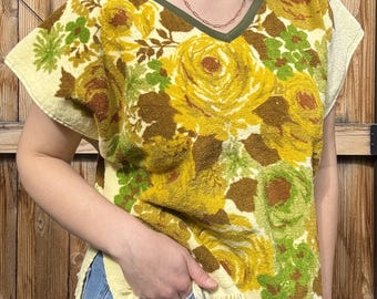 Vintage Up-cycle Towel Top | Floral Multi-Color