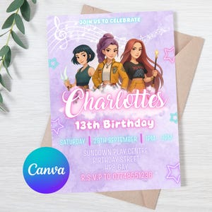Editable K-Pop Demon Hunter Inspired Birthday Invitation – Dark Fantasy Anime Party Invite – Instant  Download Template