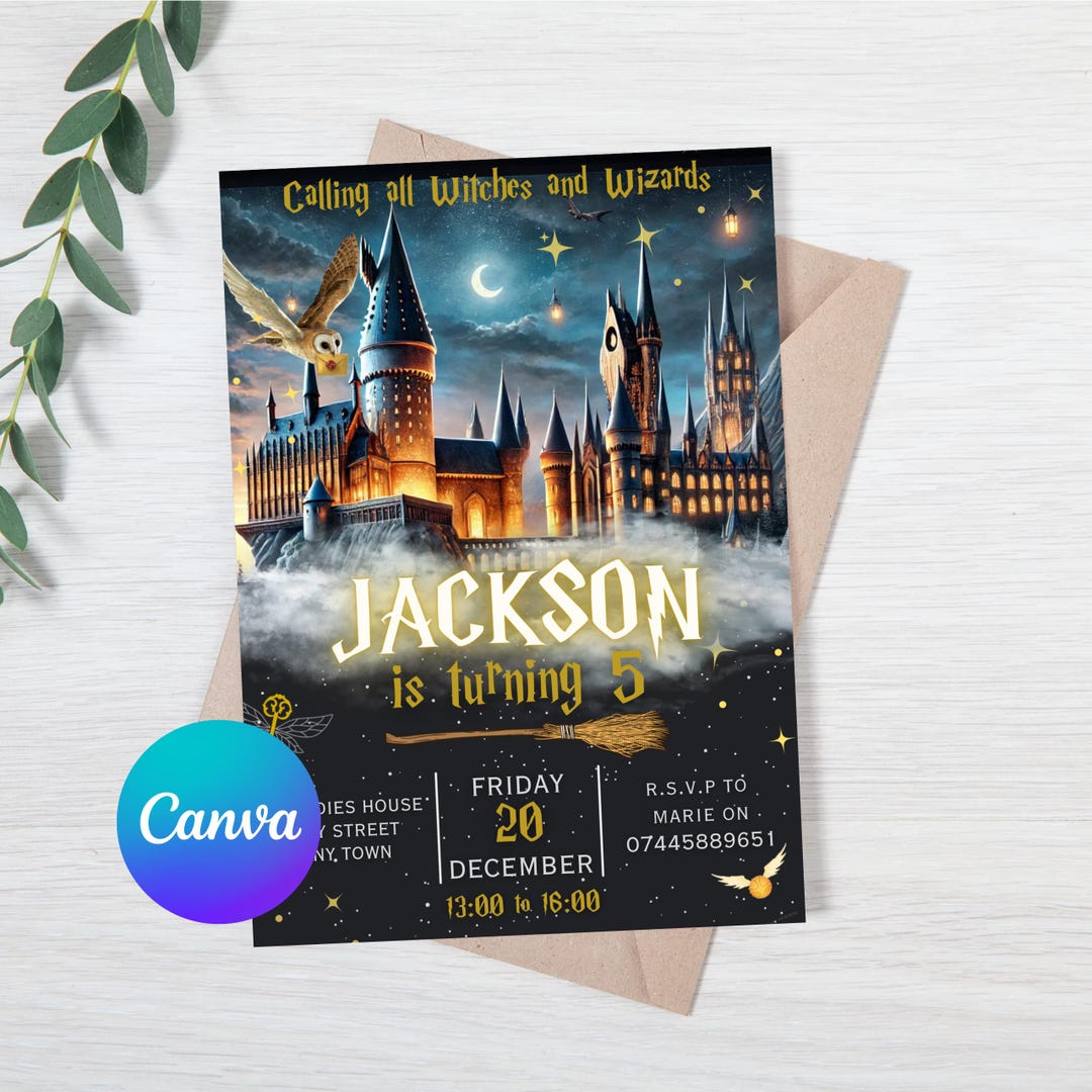 Practical Magic Invitations Editable Magic Birthday Invitation – Witches and Wizards Party Invite ...
