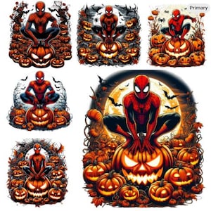 6 Spooky Spiderman Halloween Clip Art Bundle , Superhero and Halloween Digital Print , Spiderman PNG , Halloween Clip Art