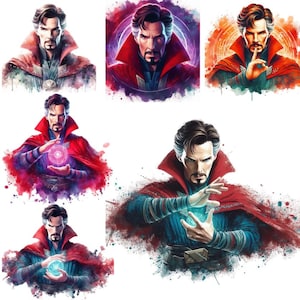 Set von 19 Aquarell Dr. Strange Cliparts, Sofort Download, Superhelden png, Superheld png, Superheld png