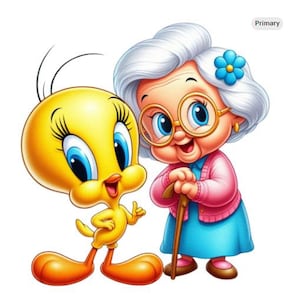 Piolín y la abuela PNG, Piolín PNG, El gato PNG, Arte de fan de serie animada, Dibujos animados de la Edad de Oro
