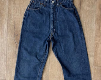 W28.5 L30 — Levi’s 502 LOT501ZXX Rare Vintage BIG E Jeans — 1950s, Selvedge, Dark Indigo