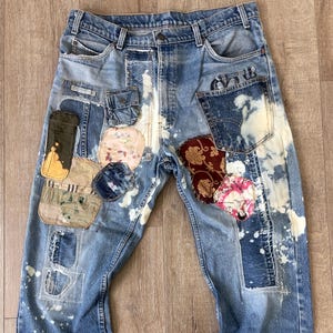 W37.5 L27 — Vintage 557 Jeans Men — Early 90s, #575 Rivet, Fades, Denim Rework, Hand-paints, Indigo Denim