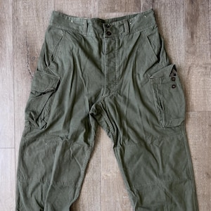 W38 L28 —Vintage British Army Officer Pants — 40s-50s, Cotton Twill (Approx 8oz), Olive Green