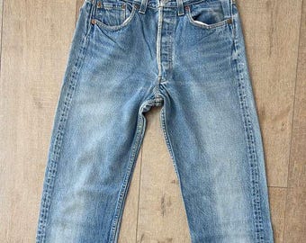 W28 L26 - Vintage 80s (1986) Levi's 501-000 - #653 Rivet, Medium Indigo Denim Jeans