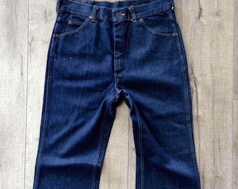 W34 L34 — Vintage Big Yank Jeans uit de jaren 70-80 — "Tour de France", donkerindigo denim, westernbel, new old stock, uitstekende staat