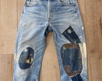 W32 L28 - Vintage 1991 505-0216 Personal Jeans - #553 Rivet, Medium Indigo Denim