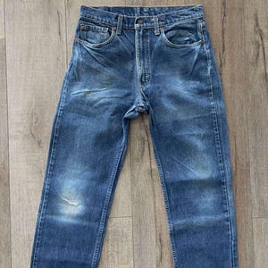 W31 L30 - Jeans vintage Levi's 505-0216 del 1987 - Rivetti n. 513, denim indaco scuro