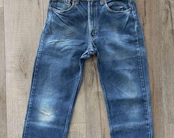 W31 L30 - Vintage 1987 Levi's 505-0216 - #513 Rivet, Dark Indigo Denim Jeans