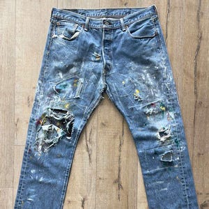 W36.5 L28.25 - Używane dżinsy 501 Medium Dark Indigo Personal Jeans