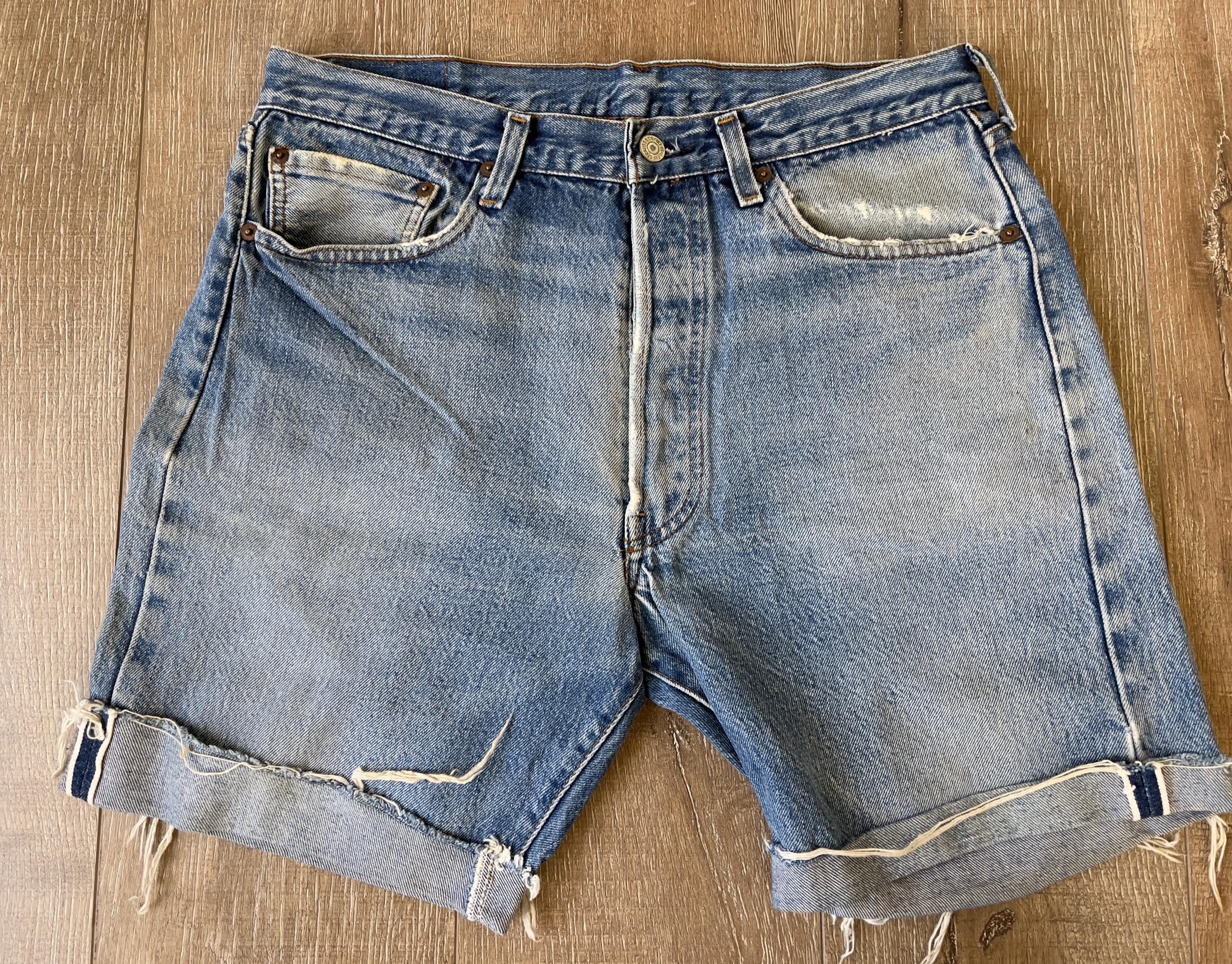 W33 — Redline Levi's 501 Jean Shorts — 1983, #524 Rivets, Selvedge