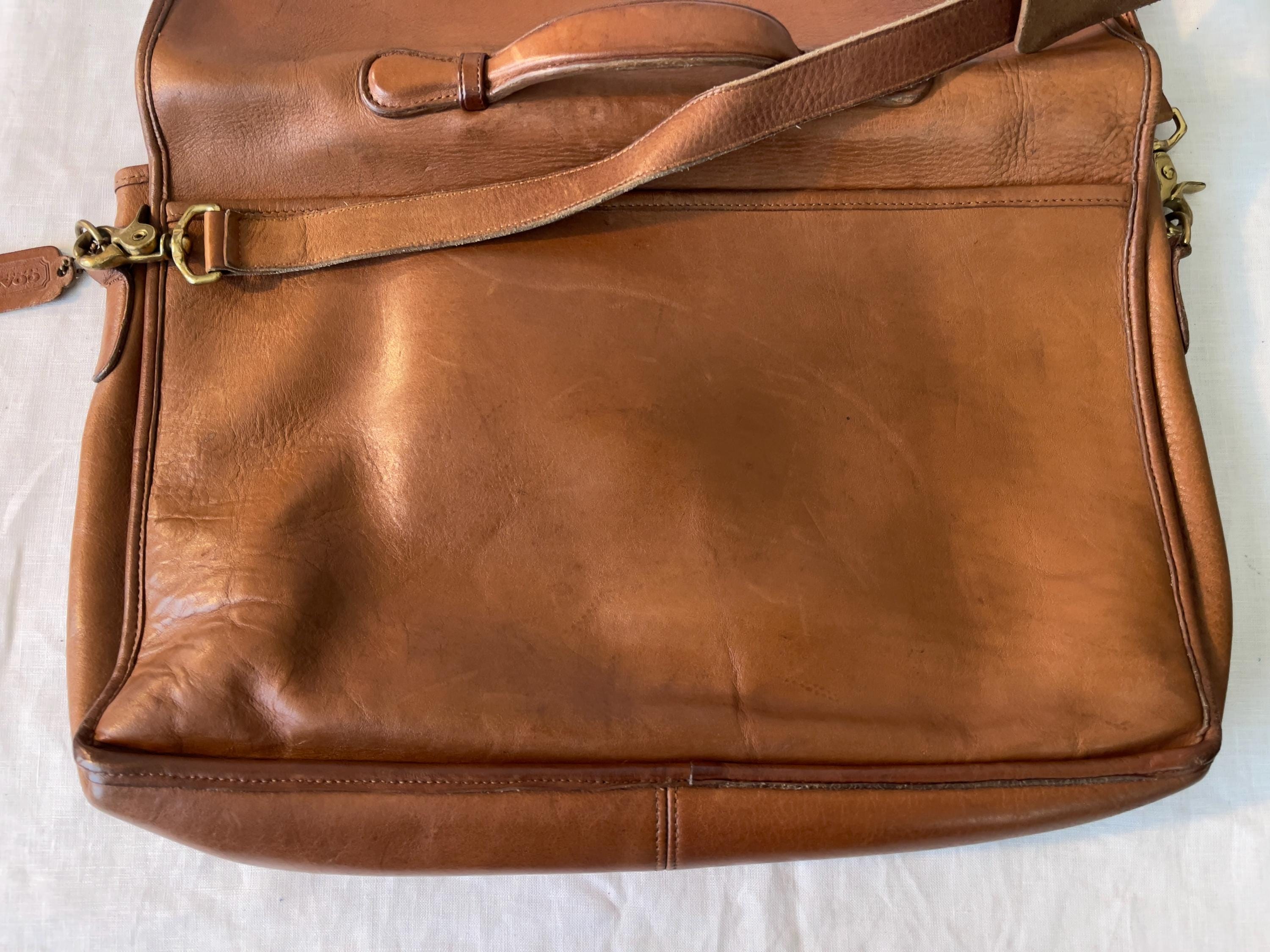 Vintage Coach Briefcase Messenger Bag — 0205-222, Tan Cowhide