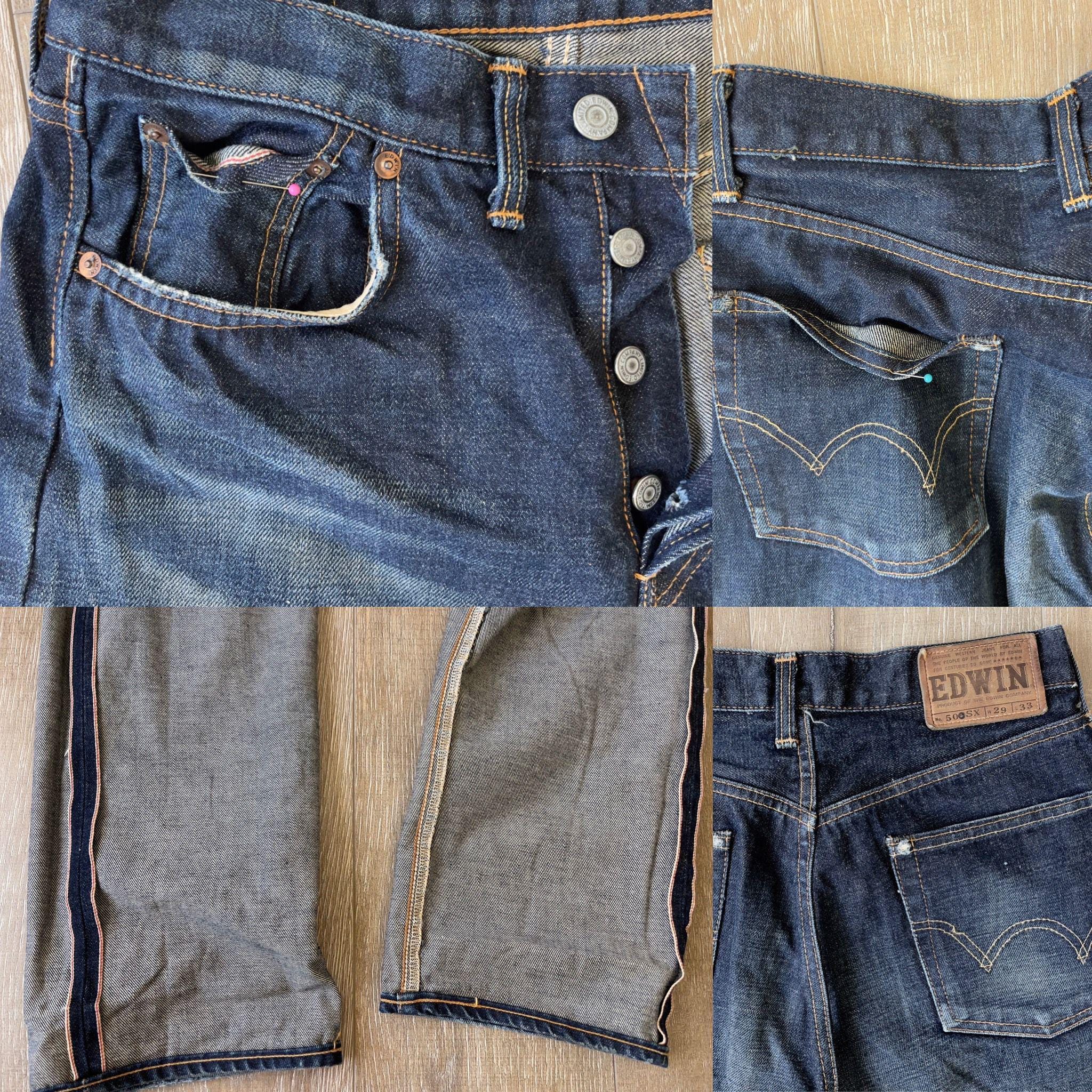W29 L32.5 — Edwin 505sx Heavyweight Dark Indigo Selvedge Denim