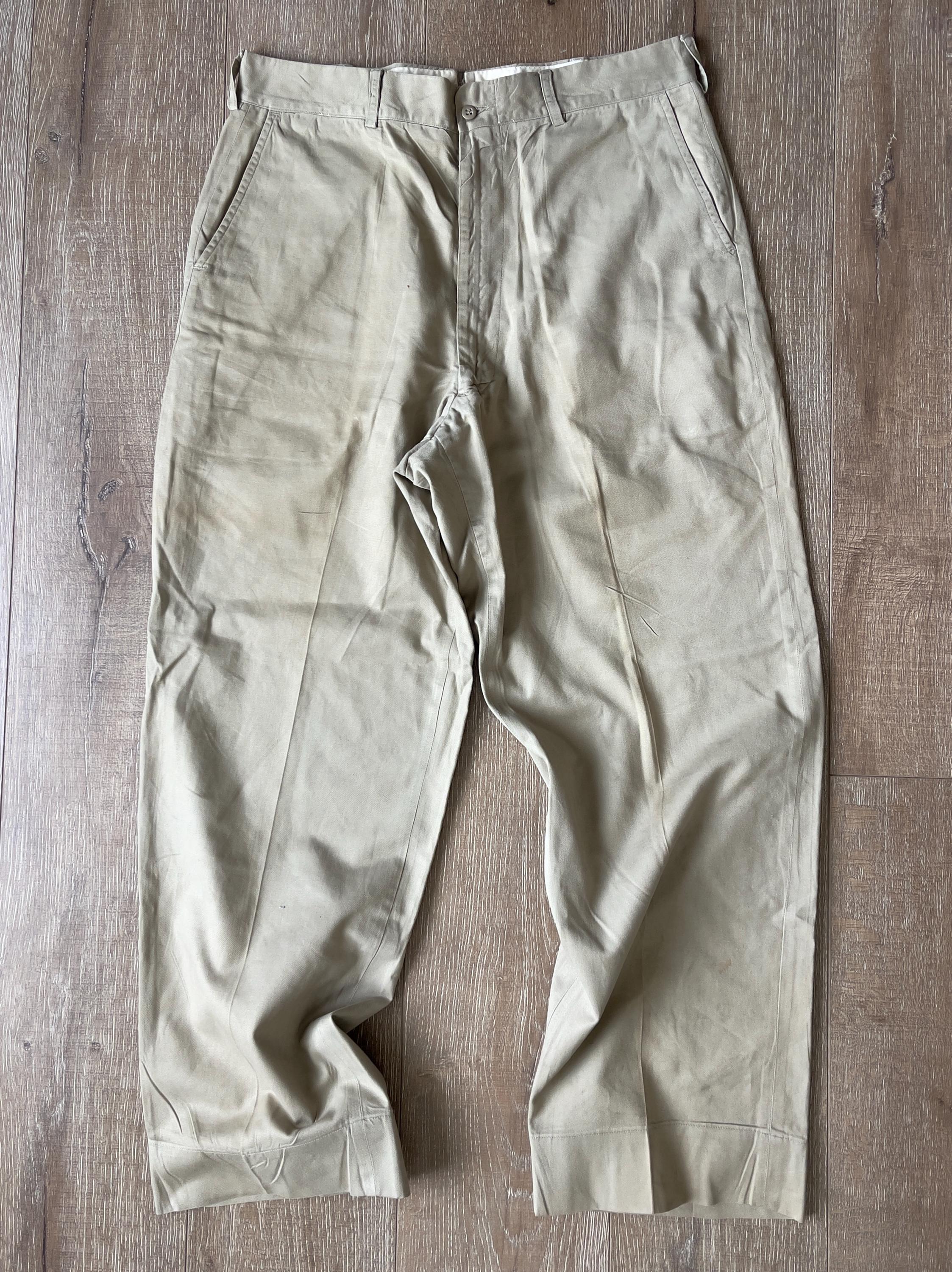 W35 L30 — Vintage Fine Cotton Twill Military Chino Pants — 1950s