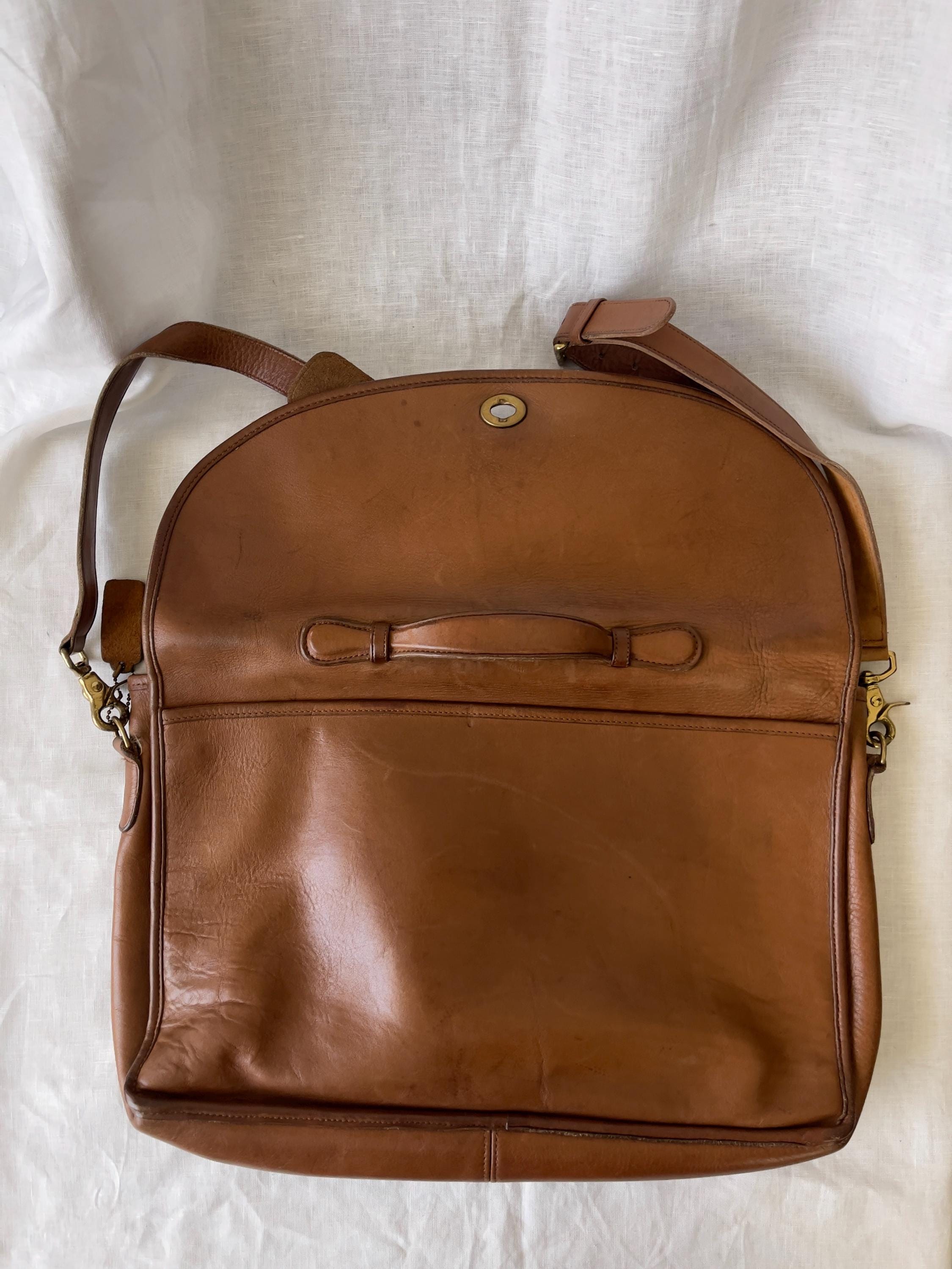 Vintage Coach Briefcase Messenger Bag — 0205-222, Tan Cowhide