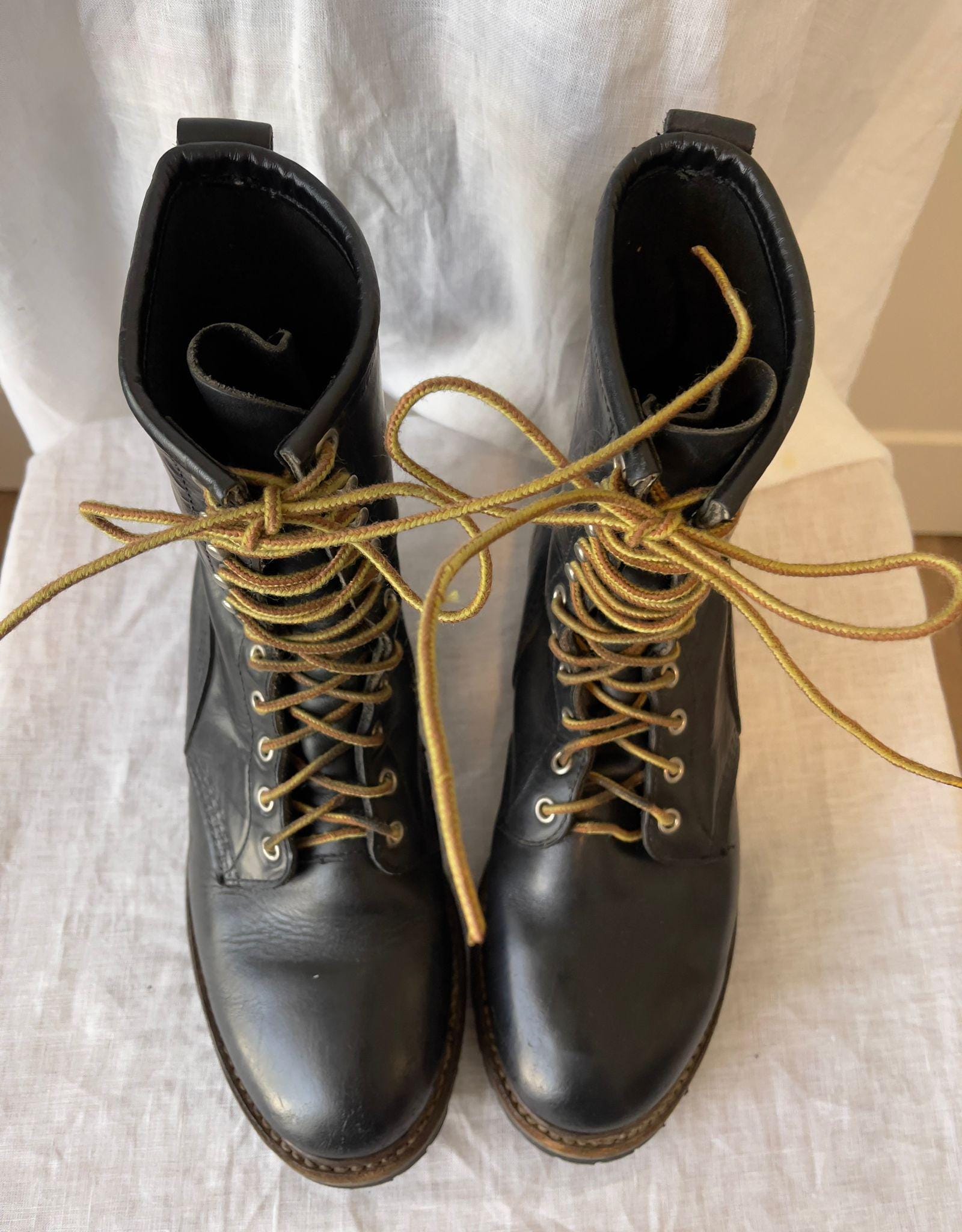 靴 Vintage leather work boots Vtg 70s 80s Brown Leather Work Boots Mens 9 C-D Steel Moc