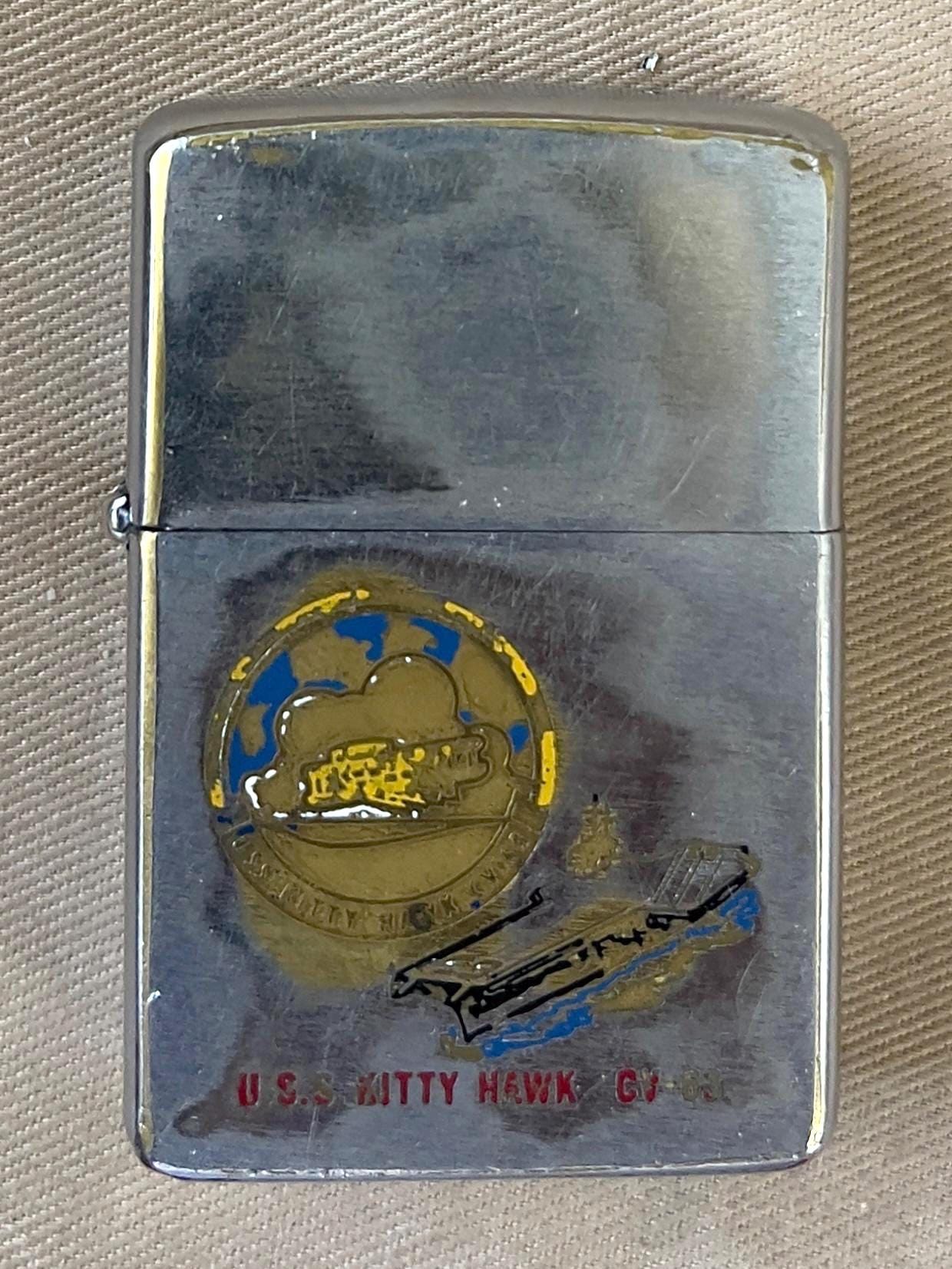Vintage 1970 Zippo Lighter — U.S.S Kitty Hawk CV-63 Super Carrier