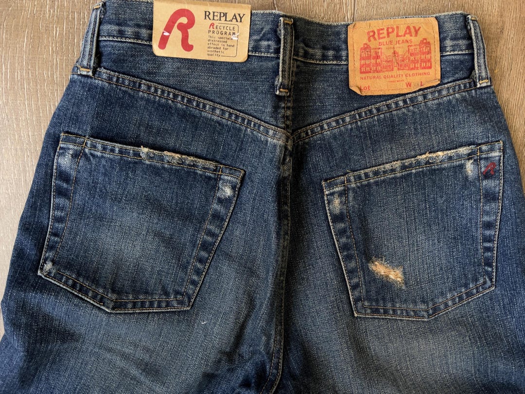 W29 L37.5 — deadstock Replay Jeans — Dark Indigo, Blue Selvedge, Hidden ...