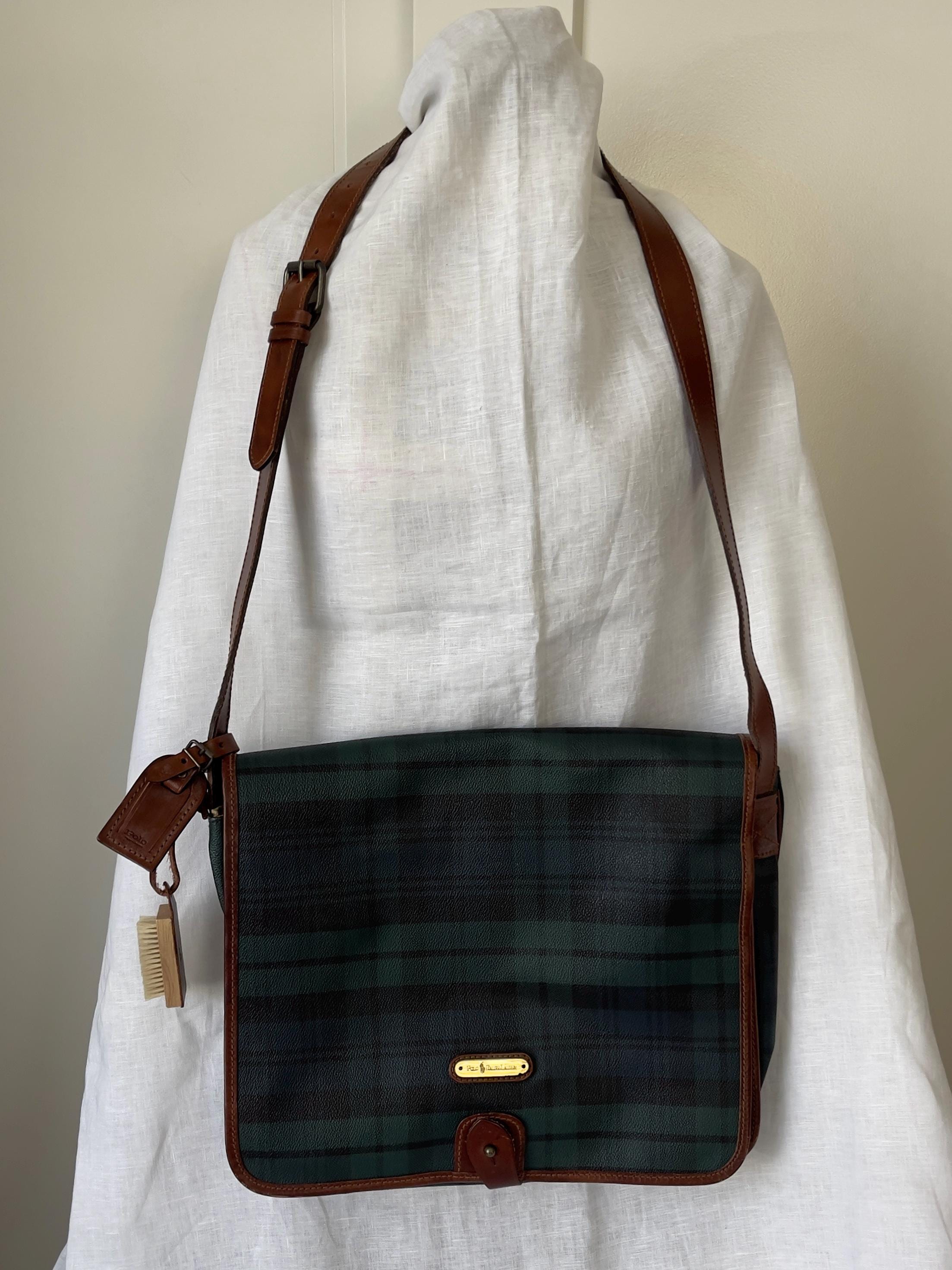Vintage 1993 Polo Ralph Lauren Bag — Black Watch Plaid, PVC
