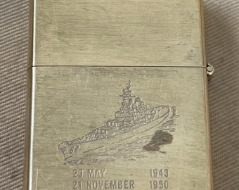 Rare Vintage 1984 Zippo Lighter — Solid Brass, USS Battleship
