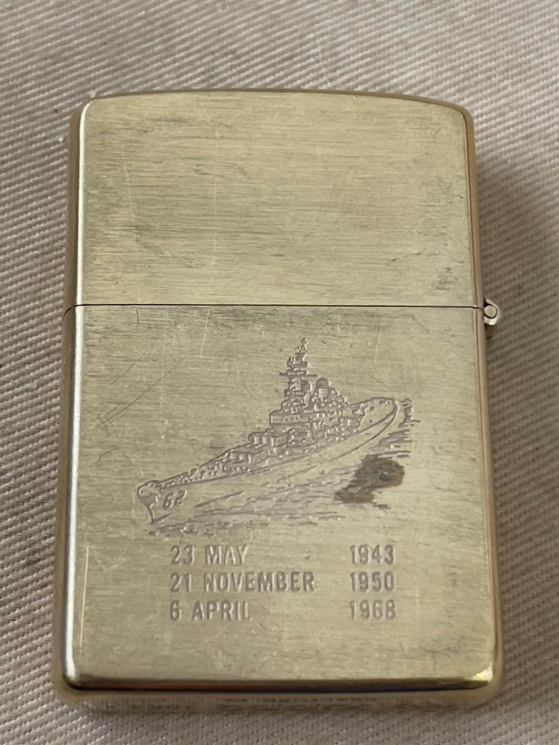 Rare Vintage 1984 Zippo Lighter — Solid Brass, USS Battleship