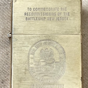 Rare Vintage 1984 Zippo Lighter — Solid Brass, USS Battleship Commemoration